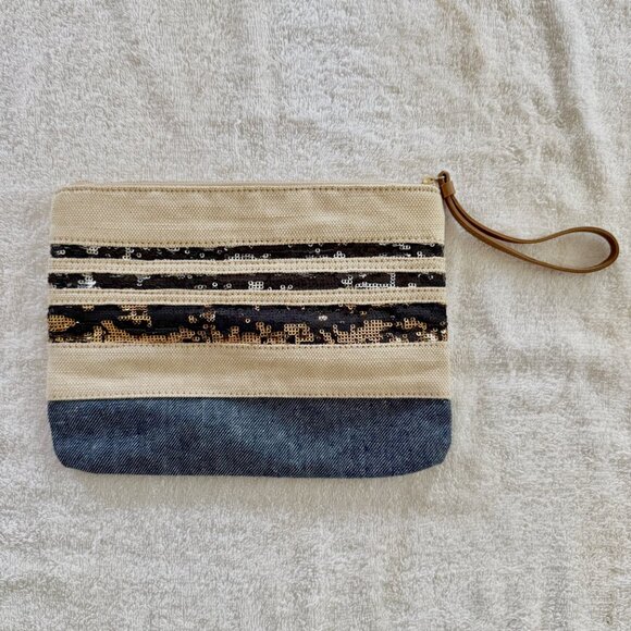 Gap Denim Sequin Stripe Clutch - Picture 3 of 6